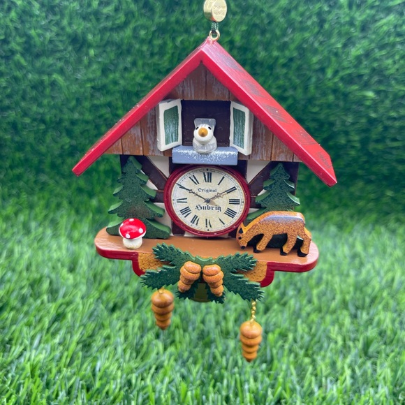Authentic Hubrig Volkskunst German Erzgebirge Handcrafted Cuckoo Clock Ornament - Picture 9 of 9